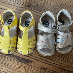 2 pairs Livie & Luca Sandals shoes yellow Paz unicorn leather 8 9